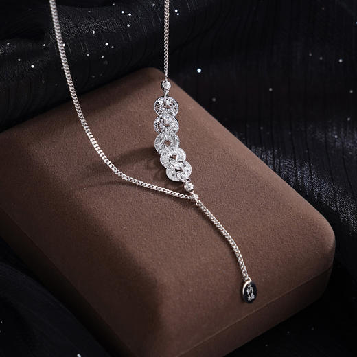 子佩集【五路财源】S925银套链【XL070284】五连环招财钱币项链2509 商品图3