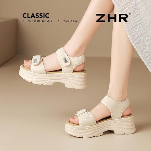 ZHR则则5.5CM厚底运动凉鞋女外穿出夏季百搭魔术贴女士凉鞋松糕底 商品图6