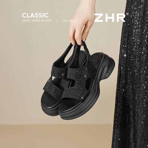 ZHR则则水钻厚底凉鞋女2025夏季新款增高休闲沙滩鞋超软外出女鞋 商品图9