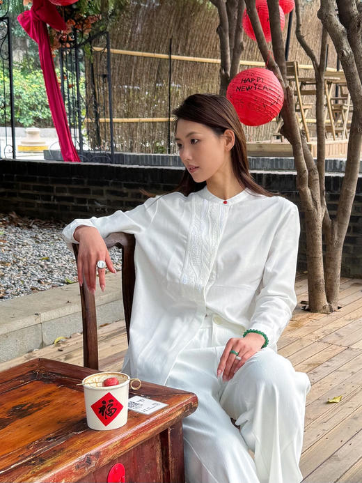 【中式之美】噢蜜ooomeooo小红扣刺绣白衬衫 商品图8