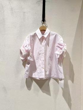 女款泡泡袖短袖衬衫ba