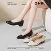 ZHR真皮粗跟单鞋女鞋2025新款轻便女士平底鞋软底一脚蹬浅口女鞋 商品缩略图8
