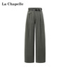天猫同步【莱赛尔+棉】拉夏贝尔/La Chapelle一粒扣休闲裤女高腰腰带时尚宽松垂感直筒长裤 商品缩略图1