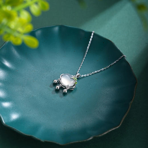 子佩集【竹锁清欢】S925银套链【XL090299】白玉髓锁珐琅彩竹叶项链2509 商品图7