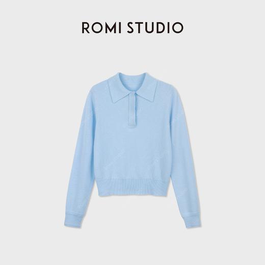 ROMI STUDIO100%澳洲羊毛高弹polo领半开扣粉色毛衫/POLO领上衣RWDSST2831 商品图2