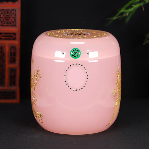 殡葬用品粉琉璃骨灰坛龙凤骨灰桶骨灰坛18*20cm 商品图0