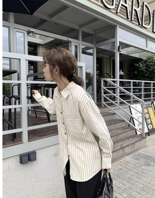 原单极筒条纹衬衫 商品图4