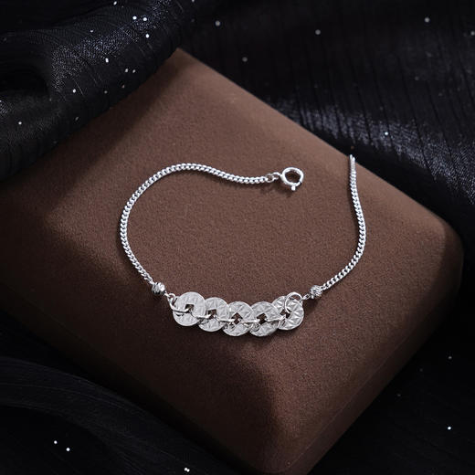 子佩集【五路财源】S925银手链【SL0704188】五连环招财钱币2509 商品图7