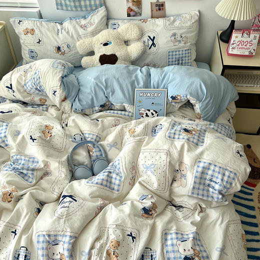 【A类母婴级四件套】床上用品纯棉全棉床单被套 学生宿舍三件床笠 商品图3