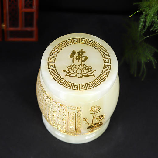琉璃骨灰坛鎏金佛莲花骨灰桶骨灰盒22.5*23cm 商品图1