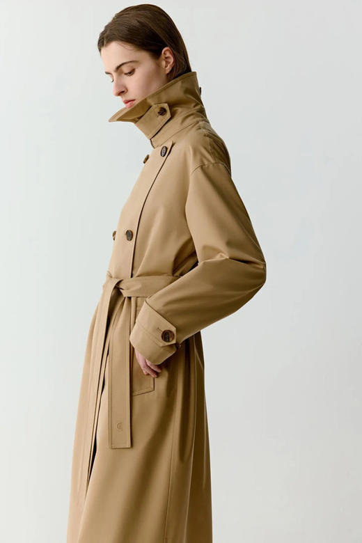 直发  IC 丝羊毛精纺平纹布翻领风衣 奢牌风衣 商品图3