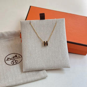 爱马仕 黑金 mini H扣 项链