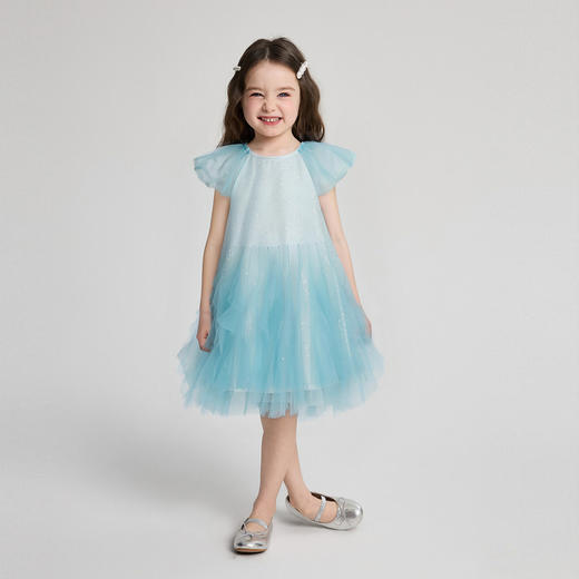 笛莎Deesha 2026年夏季新款小童女童精致公主网纱小飞袖连衣裙珠片连衣裙 商品图2