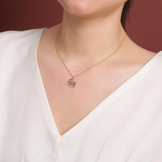 【马上顺遂】S925纯银镀金木马年本命年生肖马套链【CW-XL00479】 商品图3