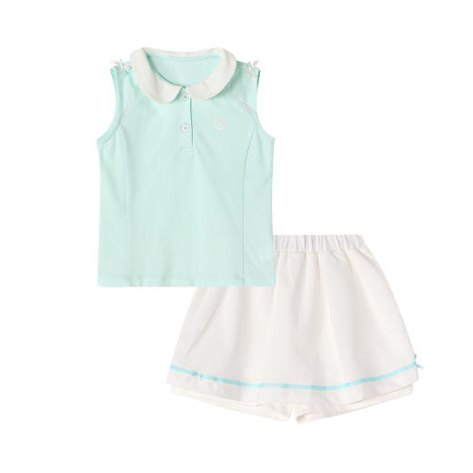 笛莎Deesha 2026年夏季新款小童女童短裤套珠地布10A抗菌运动风娃娃领蝴蝶结装饰套装 商品图4