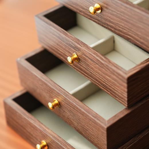 【SWEET&COCO 胡桃木色 五层首饰收纳盒 】13*13*19cm 收拾收纳整整齐齐 5层大容量 可拆卸隔层 商品图6