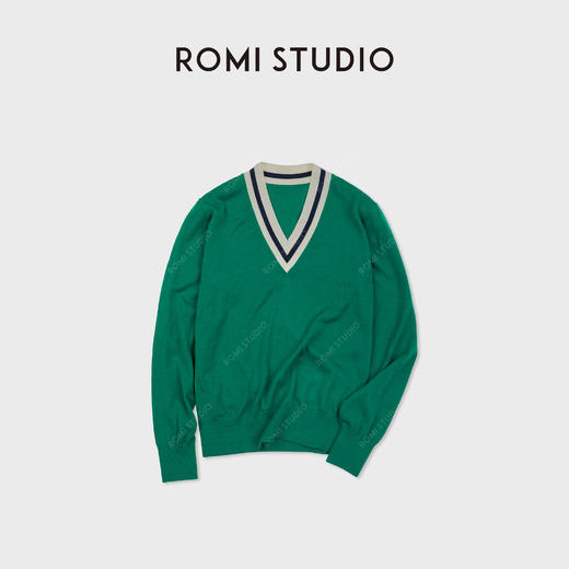 ROMI STUDIO“简约复古”100%羊毛密织亲肤V领套头毛衫 RWDSS61795 商品图4