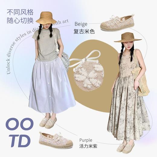 ZHR繁花网纱渔夫鞋女2025新款蝴蝶结透气懒人鞋平底一脚蹬单鞋女 商品图2