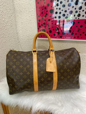 Lv keepall 45 老花 手提 旅行包