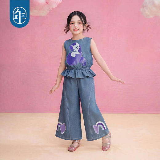 小马宝莉联名年衣童装背心阔腿裤套装夏季新款卡通无袖上衣休闲裤 商品图0