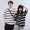 【新品上新】HX 夏季圆领短袖宽松T恤情侣款条纹C102520124101/02 商品缩略图0