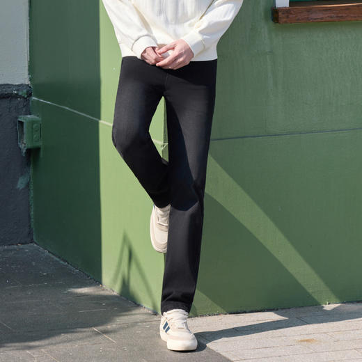 半身缘男裤 春季时尚复古高弹宽松直筒牛仔裤261101P10130223 商品图2