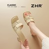 ZHR则则粗跟一字拖鞋女2025新款夏季外穿方头配裙子法式时尚拖鞋 商品缩略图8