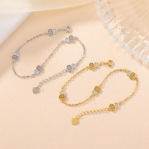 【招财葫芦】S925纯银镀金算盘葫芦招财手链【CW-SL12016】 商品图1