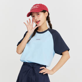 笛莎Deesha 2026年夏季新款青少年撞色插肩袖索罗娜原纱防晒吸湿速干T恤