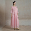 【林栖设计小店】柔花静栖|生活在左2026春夏新品苎麻粉色绣花宽松连衣裙1962233 商品缩略图2
