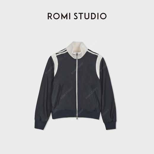 ROMI STUDIO“运动休闲”立领拉链蓝白运动廓形夹克外套RWDSW91807 商品图1