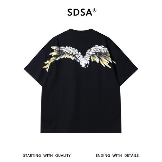 SDSA男装2026新款高贵轻奢美式翅膀字母印花圆领短袖T恤百搭高街 商品图4