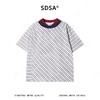 26T160SDSA男装2026新款高贵轻奢时尚撞色斜纹短袖T恤百搭领口拼接宽松 商品缩略图2
