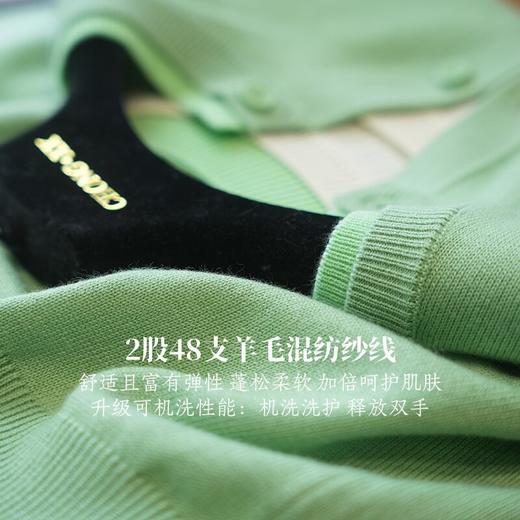 撞色圆领羊毛长袖针织开衫！女短款毛衣外穿2026春夏季新款！ 商品图1