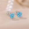 【四叶嘉宁】原矿绿松石S925纯银圆珠四叶草耳钉【CW-ED04474】 商品缩略图1