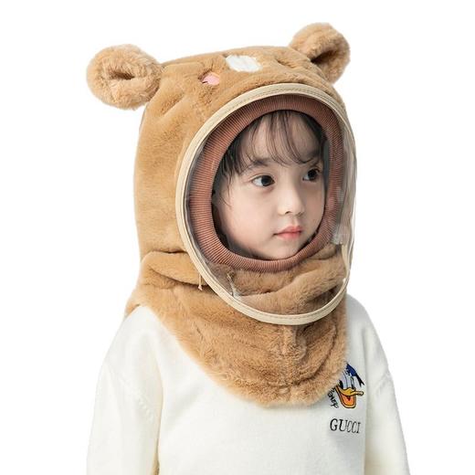 儿童帽子冬季男女儿童帽子围巾一体帽防风防护面罩护耳套头毛绒帽 商品图4