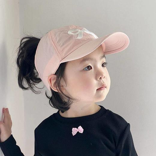 儿童春夏季鸭舌帽透气速干空顶帽女宝宝可扎马尾防晒帽大檐遮阳帽 商品图1