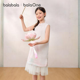 巴拉巴拉童装女童裙子儿童连衣裙2026夏新款新中式旗袍裙拼接网纱