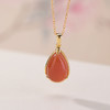 【喜乐长安】S925纯银镀金水红南红玛瑙水滴形吊坠【CW-DZ07178】 商品缩略图1