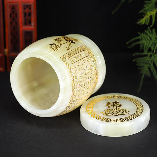 琉璃骨灰坛鎏金佛莲花骨灰桶骨灰盒22.5*23cm 商品图2