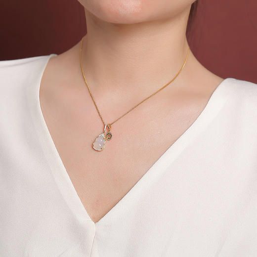 【清禄】S925纯银镀金玉髓葫芦吊坠套链【CW-XL00531】 商品图3