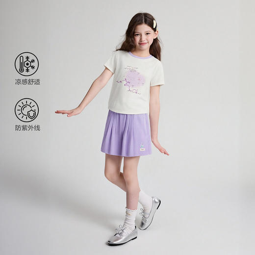 笛莎/Deesha 2026年夏季新款中童套装索罗娜原纱平纹防晒面料撞色T恤套装 商品图1