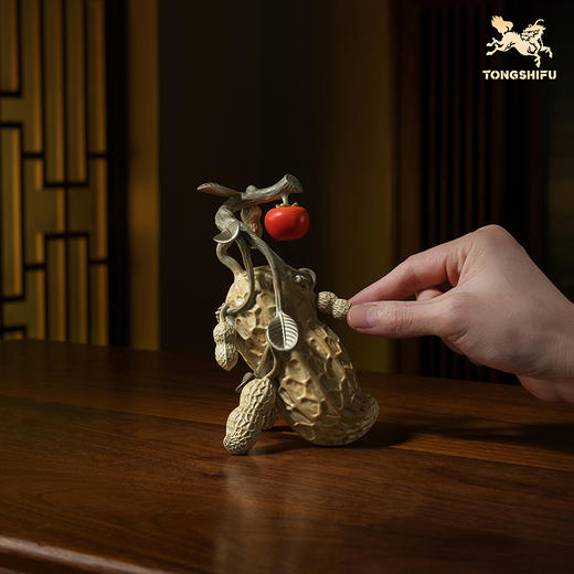 铜师傅《好柿花生》好事发生办公室客厅装饰品摆件 家居乔迁礼物 商品图4