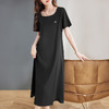 短袖连衣裙女夏季2026新款黑色裙子宽松大码女装洋气显瘦胖mm长裙 商品缩略图1