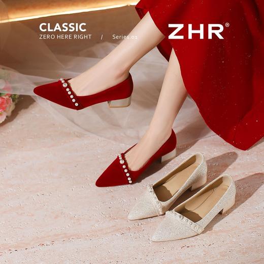 ZHR则则高跟鞋女2025秋季新款法式尖头粗跟一脚蹬单鞋女浅口女鞋 商品图3