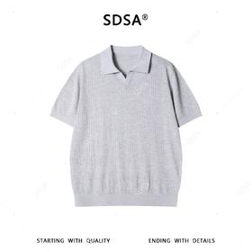 SDSA男装2026新款高贵轻奢简约纯色肌理海鸥领短袖T恤百搭休闲