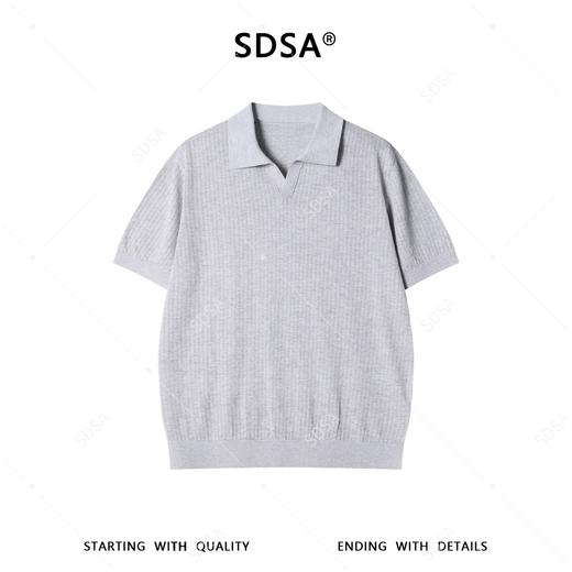 SDSA男装2026新款高贵轻奢简约纯色肌理海鸥领短袖T恤百搭休闲 商品图0