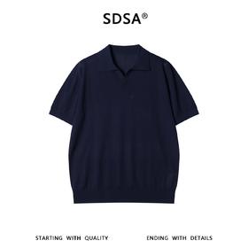 SDSA男装2026新款高贵轻奢简约纯色肌理海鸥领短袖T恤百搭休闲