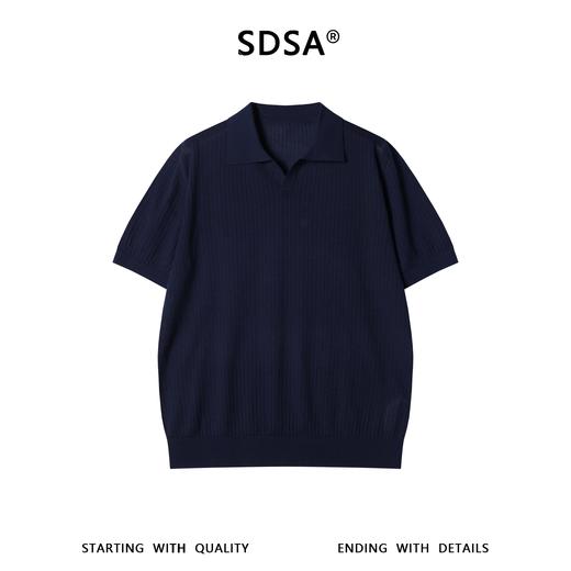 SDSA男装2026新款高贵轻奢简约纯色肌理海鸥领短袖T恤百搭休闲 商品图0