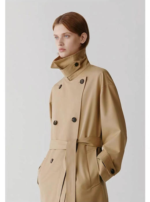 直发  IC 丝羊毛精纺平纹布翻领风衣 奢牌风衣 商品图5